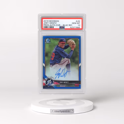 2018 Bowman Prospect Autographs Chrome #JW Joey Wentz - Blue Refractor (PSA 10 GEM MINT)