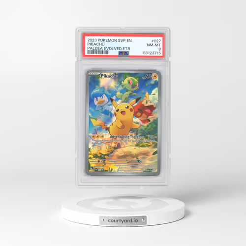 2023 Pokémon Svp EN-SV Black Star Promo #027 Pikachu - Paldea Evolved Elite Trainer Box (PSA 8 NM-MT)