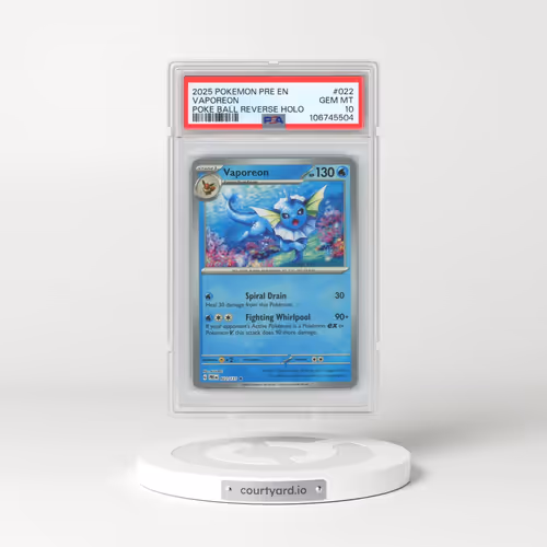 2025 Pokémon Pre EN-Prismatic Evolutions #022 Vaporeon - Reverse Holo Poke Ball (PSA 10 GEM MINT)