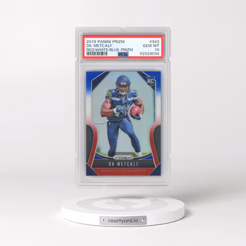 2019 Panini Prizm #343 DK Metcalf - Red/White/Blue Prizm (PSA 10 GEM MINT)