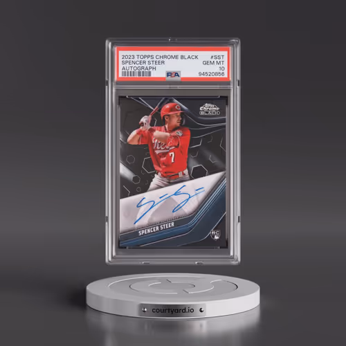 2023 Topps Chrome Black Autographs #SST Spencer Steer (PSA 10 GEM MINT)