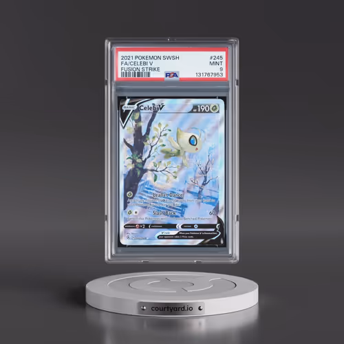 2021 Pokémon Sword & Shield Fusion Strike #245 Celebi V - Holo Full Art (PSA 9 MINT)