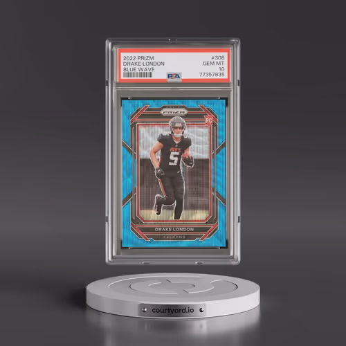 2022 Panini Prizm #308 Drake London - Blue Wave (PSA 10 GEM MINT)
