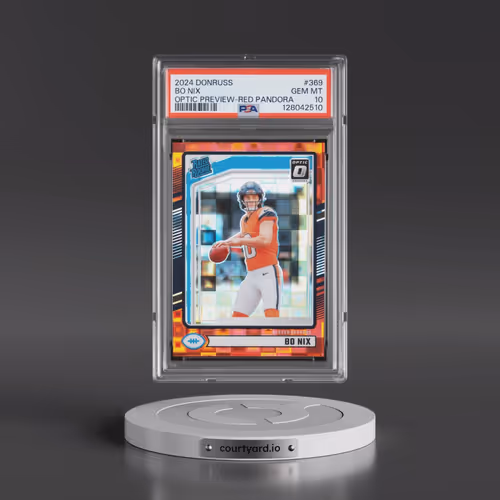 2024 Panini Donruss #369 Bo Nix - Optic Preview-Red Pandora (PSA 10 GEM MINT)