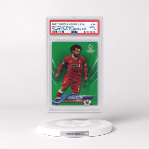 2017 Topps Chrome UEFA Champions League #24 Mohamed Salah - Green Refractor (PSA 9 MINT)