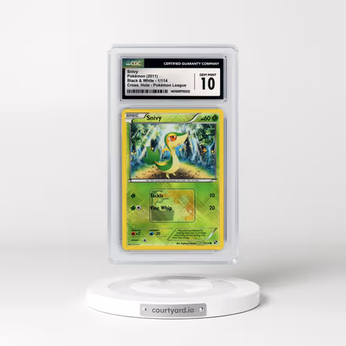 2011 Black & White #1/114 Snivy - Crosshatch Holo (Cross. Holo) Pokémon League (CGC 10 GEM MINT)