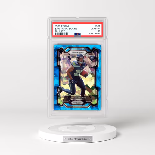 2023 Panini Prizm #392 Zach Charbonnet - Blue Ice (PSA 10 GEM MINT)