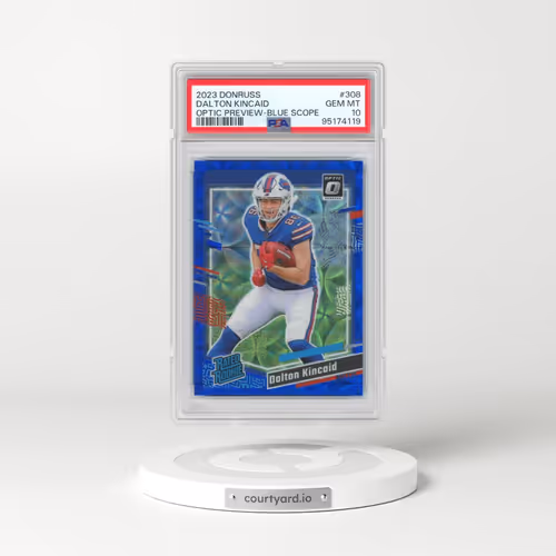 2023 Panini Donruss #308 Dalton Kincaid - Optic Preview-Blue Scope (PSA 10 GEM MINT)