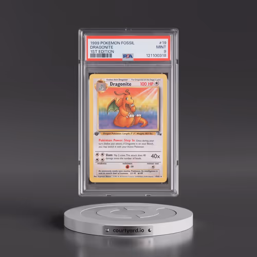 1999 Pokémon Fossil #19 Dragonite - 1st Edition (PSA 9 MINT)