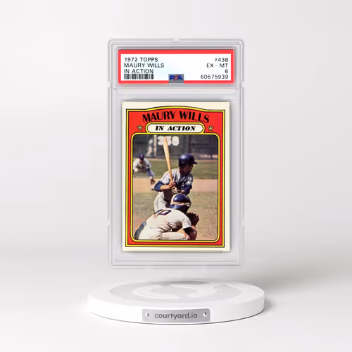 1972 Topps #438 Maury Wills - In Action (PSA 6 EX-MT)