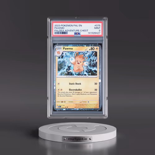 2023 Pokémon Pal EN-Paldea Evolved #075 Pawmo - Paldea Adventure Chest (PSA 9 MINT)