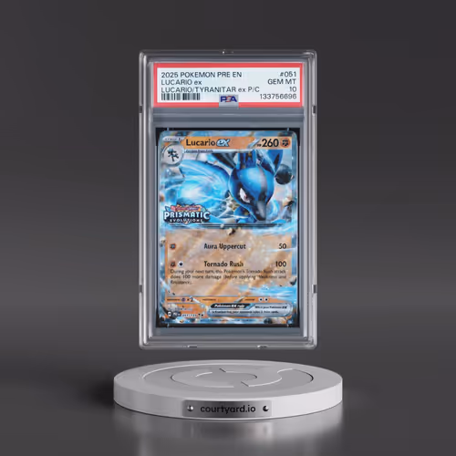 2025 Pokémon Pre EN-Prismatic Evolutions #051 Lucario EX - Holo Lucario EX & Tyranitar EX Premium Co