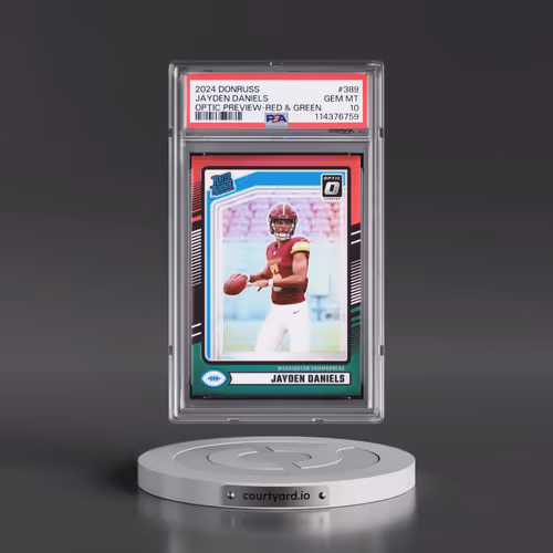 2024 Panini Donruss #389 Jayden Daniels - Optic Preview-Red & Green (PSA 10 GEM MINT)