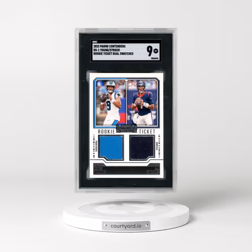 2023 Panini Contenders #DS-1 Young/Stroud - Rookie Ticket Dual Swatches (SGC 9 MINT)