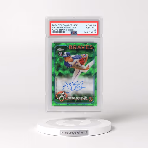 2024 Topps Chrome Sapphire Chrome Sapphire Autographs #CSAAS AJ Smith-Shawver - Green (PSA 10 GEM MI