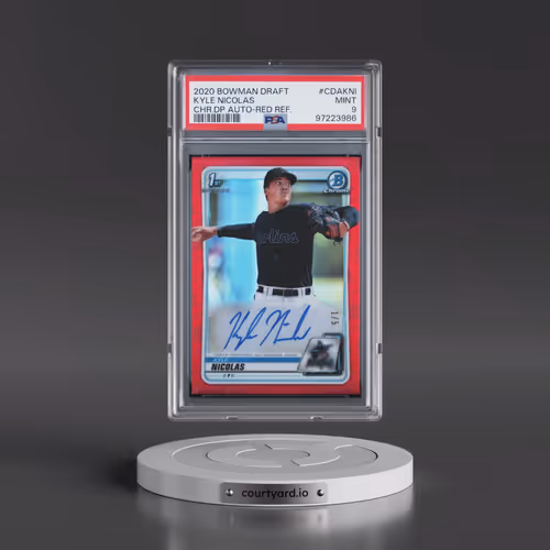 2020 Bowman Draft Chrome Draft Picks Autographs #CDAKNI Kyle Nicolas - Red Refractor (PSA 9 MINT)