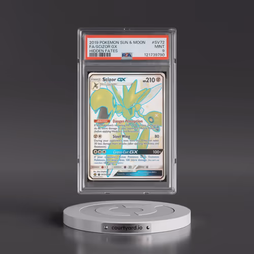 2019 Pokémon Sun & Moon Hidden Fates #SV72 Scizor GX - Holo Full Art (PSA 9 MINT)