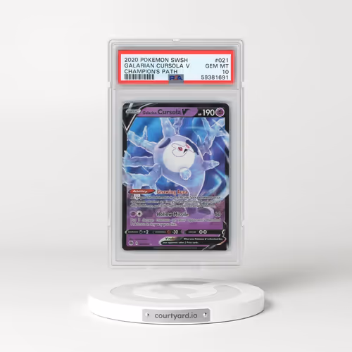 2020 Pokémon Sword & Shield Champion's Path #021 Galarian Cursola V - Holo (PSA 10 GEM MINT)