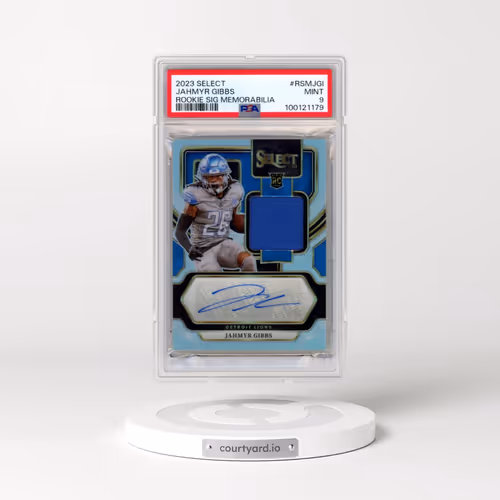 2023 Panini Select Rookie Signature Memorabilia #RSMJGI Jahmyr Gibbs (PSA 9 MINT)
