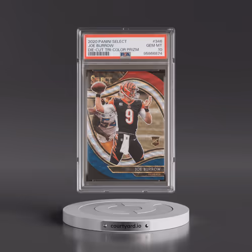 2020 Panini Select #346 Joe Burrow - Die-Cut Tri-Color Prizm (PSA 10 GEM MINT)