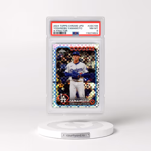 2024 Topps Chrome Update #USC108 Yoshinobu Yamamoto - X-Fractor (PSA 8 NM-MT)