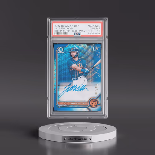 2022 Bowman Draft Chrome Draft Pick Autographs #CDAJWS Jett Williams - Blue Wave Refractor (PSA 10 G