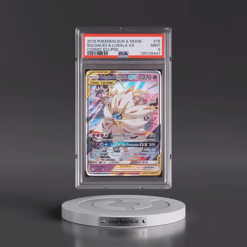 2019 Pokémon Sun & Moon Cosmic Eclipse #75 Solgaleo & Lunala GX - Holo (PSA 9 MINT)