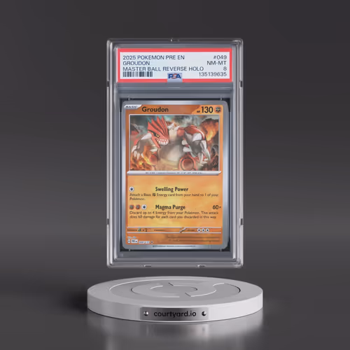 2025 Pokémon Pre EN-Prismatic Evolutions #049 Groudon - Reverse Holo Master Ball (PSA 8 NM-MT)