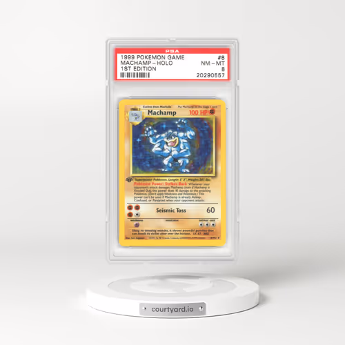1999 Pokémon Game #8 Machamp - 1st Edition Holo (PSA 8 NM-MT)