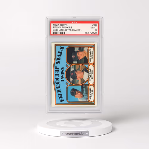 1972 Topps #28 Twins Rookies - B.Gebhard/S.Brye/H.Haydel (PSA 9 MINT)