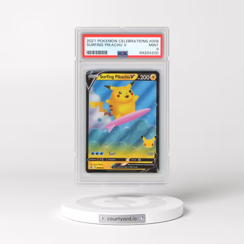2021 Pokémon Celebrations #008 Surfing Pikachu V - Holo (PSA 9 MINT)