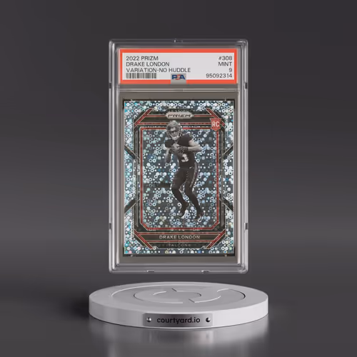 2022 Panini Prizm #308 Drake London - Variation-No Huddle (PSA 9 MINT)