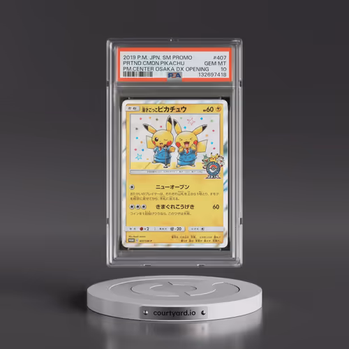 2019 Pokémon SM Promo #407 Pretend Comedian Pikachu - Holo Pokemon Center Osaka DX Opening (PSA 10 G