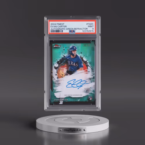2024 Topps Finest Finest Autographs #FAEC Evan Carter - Green Refractor (PSA 9 MINT)