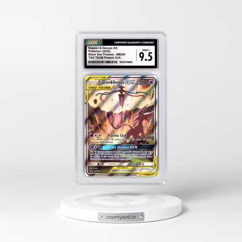 2020 Sun & Moon Promos #SM240 Espeon & Deoxys GX - Full Art Holo TAG TEAM Powers Collection (CGC 9.5