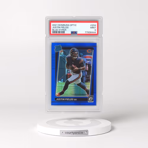 2021 Panini Donruss Optic #204 Justin Fields - Blue Hyper (PSA 9 MINT)