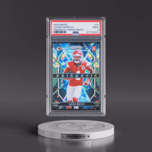 2024 Panini Prizm Prizmatic #14 Xavier Worthy - Green Prizm (PSA 9 MINT)