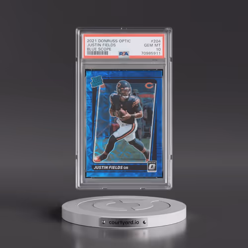 2021 Panini Donruss Optic #204 Justin Fields - Blue Scope (PSA 10 GEM MINT)