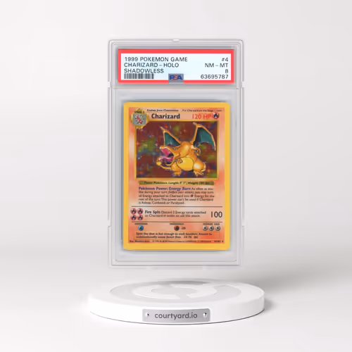 1999 Pokémon Game #4 Charizard - Holo Shadowless (PSA 8 NM-MT)