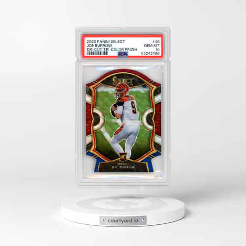 2020 Panini Select #46 Joe Burrow - Die-Cut Tri-Color Prizm (PSA 10 GEM MINT)