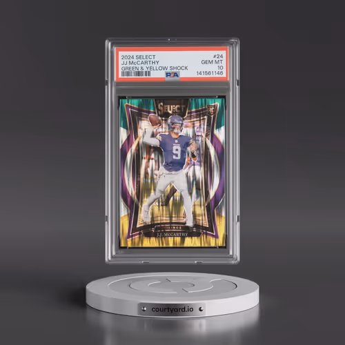 2024 Panini Select #24 JJ McCarthy - Green & Yellow Shock (PSA 10 GEM MINT)