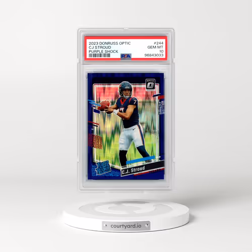 2023 Panini Donruss Optic #244 CJ Stroud - Purple Shock (PSA 10 GEM MINT)