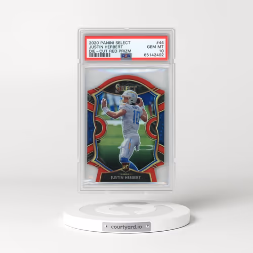 2020 Panini Select #44 Justin Herbert - Die-Cut Red Prizm (PSA 10 GEM MINT)