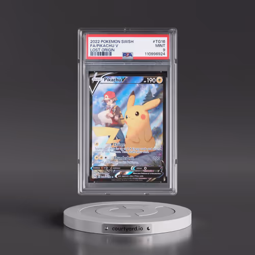 2022 Pokémon Sword & Shield Lost Origin #TG16 Pikachu V - Holo Full Art (PSA 9 MINT)