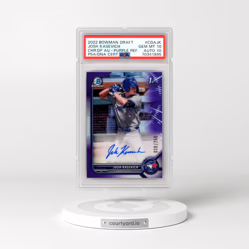 2022 Bowman Draft Chrome Draft Pick Autographs #CDAJK Josh Kasevich - Purple Refractor (PSA 10 GEM MINT)