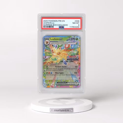 2025 Pokémon Pre EN-Prismatic Evolutions #006 Leafeon EX - Holo Surprise Box Exclusive (PSA 8 NM-MT)