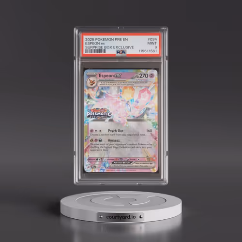 2025 Pokémon Pre EN-Prismatic Evolutions #034 Espeon EX - Holo Surprise Box Exclusive (PSA 9 MINT)