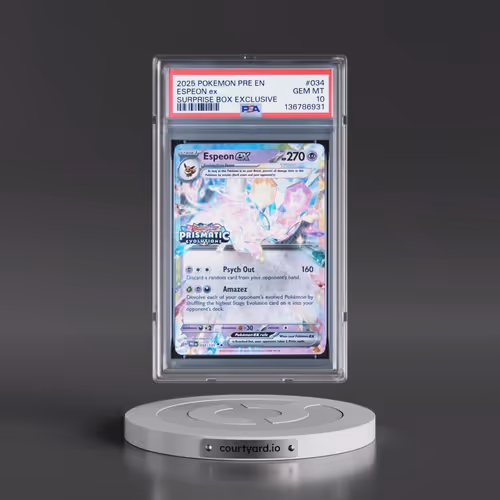 2025 Pokémon Pre EN-Prismatic Evolutions #034 Espeon EX - Holo Surprise Box Exclusive (PSA 10 GEM MI