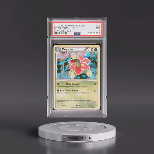 2010 Pokémon Heartgold & Soulsilver #26 Meganium - Holo Cracked Ice (PSA 7 NM)