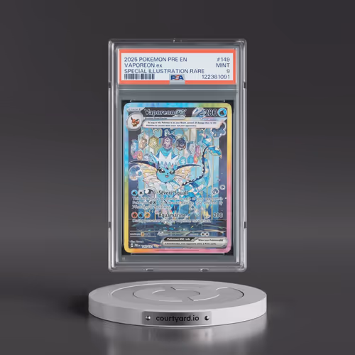 2025 Pokémon Pre EN-Prismatic Evolutions #149 Vaporeon EX - Holo Special Illustration Rare (PSA 9 MI
